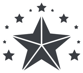 Stylized Star Symbol with Surrounding Stars Icon Element