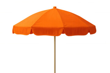 Obraz premium Orange beach umbrella providing sun protection, fully open against transparent backdrop, ideal for design compositing