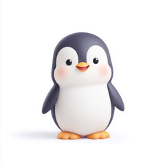Fototapeta premium Cartoon style penguin on white background