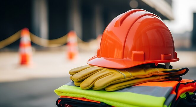 Construction safety gear on site