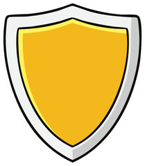 Illustration of a golden shield with a white and black outline, security concept