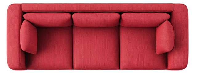 Red couch, top-down view
