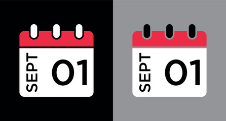 calendar - September 1 icon illustration isolated vector sign symbol