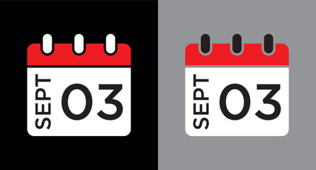 calendar - September 3 icon illustration isolated vector sign symbol