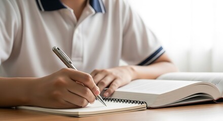 Student writing in notebook