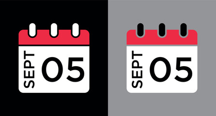 calendar - September 5 icon illustration isolated vector sign symbol