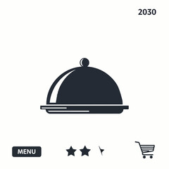 Obraz premium Restaurant cloche serving dish Minimal Flat Vector Illustration for restaurant, menu, food delivery, templates, and brandless design