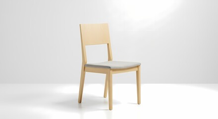 Modern Light Wood Dining Chair with Upholstered Seat Scandinavian Design Furniture