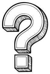 Bold Question Mark with Hatching Illustration Problem Solving Inquiry