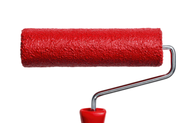 Red paint roller against black background (4)