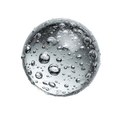 Clear glass sphere, numerous air bubbles