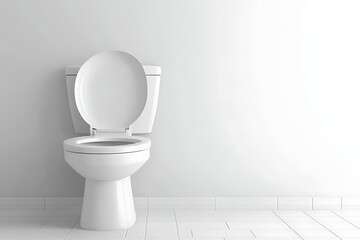 A pristine white toilet with the lid up sits against a plain white wall on a tiled floor, suggesting cleanliness