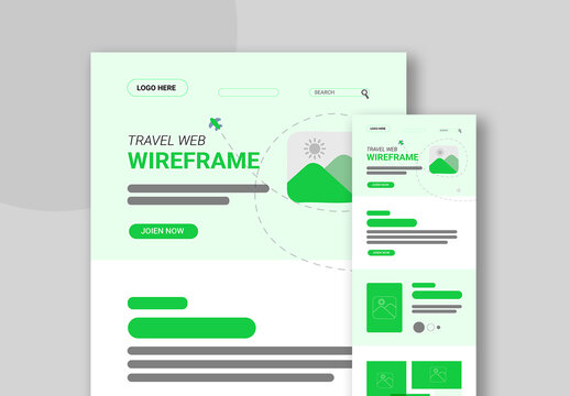 Travel Wireframe Template Design