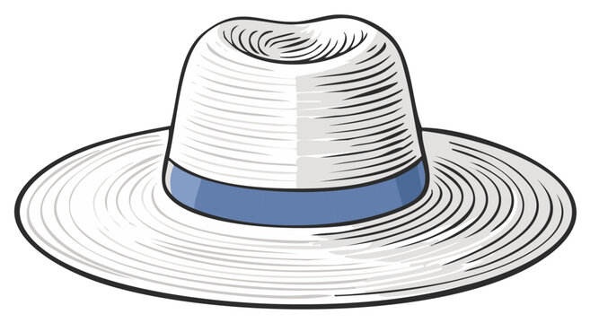 white hat with blue band clip art preview