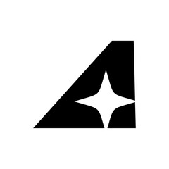 Fototapeta premium Abstract Letter A Logo with White Four-Pointed Star Icon
