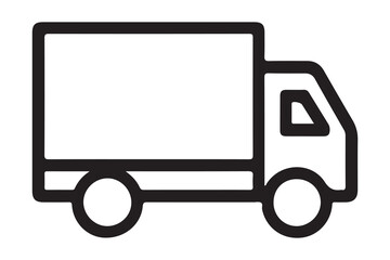 Fototapeta premium A simple black silhouette of a delivery truck on a white background in a vector style icon