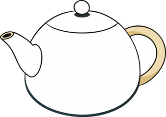 Obraz premium Clean vector illustration of a round white ceramic teapot for tea service and hospitality transparent background