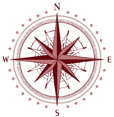 Vintage Compass Rose with Cardinal Directions and Nautical Design