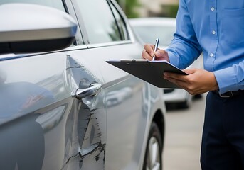 Car accident inspection by adjuster