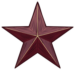 Obraz premium Five-Pointed Red Star Emblem with Textured Surface and Golden Outline