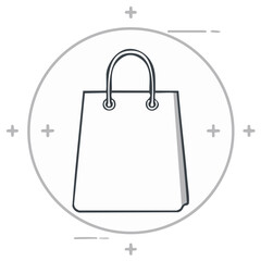 Black and White Line Art Shopping Bag Symbol for Online Retail and E-commerce