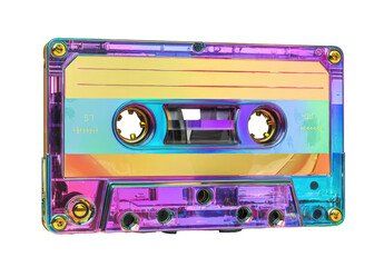 Holographic cassette tape, vibrant colors