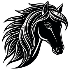 Elegant horse head with flowing mane
