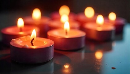 Close-up of several burning candles, wax dripping, creating a sense of calm amidst chaos Perfect for relaxation, spa, meditation, aromatherapy, and self-care content , burnout, relaxation