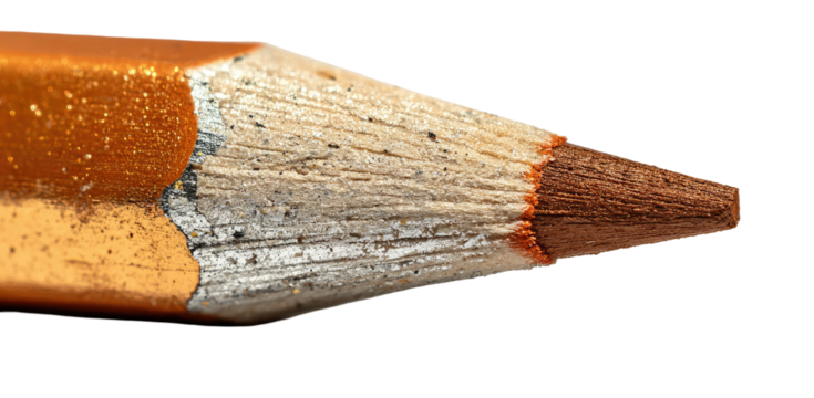 Close-up of a pencil point, revealing the layered textures of the wood and graphite