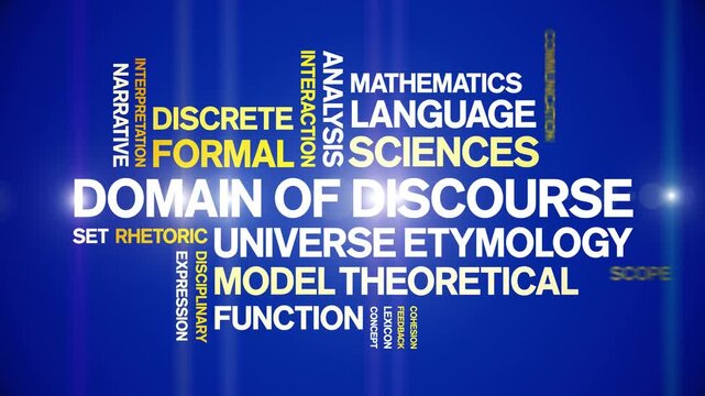 Domain of Discourse animated word cloud-text design animation tag kinetic typography seamless loop.