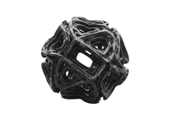 Abstract Black Geometric Sphere isolated on transparent background