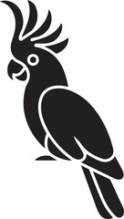 Vector black silhouette of a cockatoo parrot