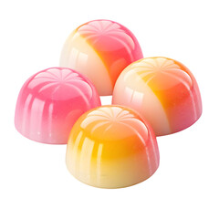 Four Colorful Dome Shaped Candies with Swirls sweets isolated on a transparent background