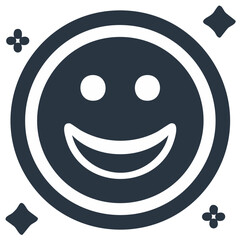 Fototapeta premium Happy Smiling Face Icon with Sparkles for Positive Emotion and Satisfaction