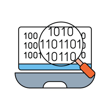 Binary Code lineal color line icon with white background vector stock illustration
