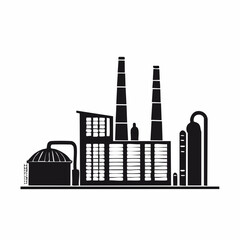 Industrial Factory Building Silhouette Vector
