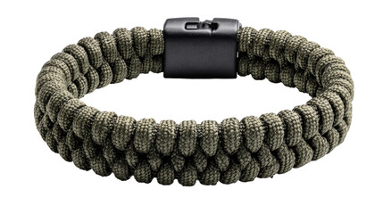 Olive drab braided fabric bracelet with black clasp