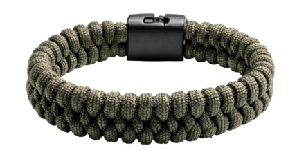 Olive drab braided fabric bracelet with black clasp