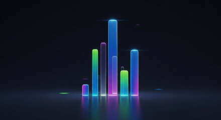 Abstract Neon Bar Graph Illustration on Dark Background