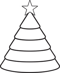 Fototapeta premium Simple Outline Christmas Tree with Star holiday festive