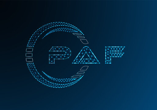 PAF low poly letter logo vector design. PAF lower poly logo design. Low poly logo.