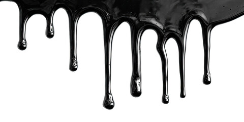 Dark, viscous liquid drips down, detailed texture