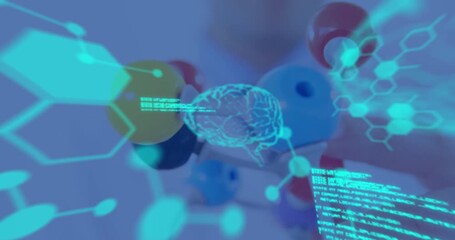 Animation of science data processing and formulas over laboratory - Powered by Adobe