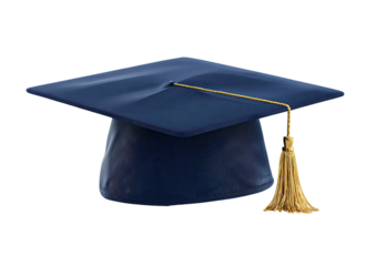 Dark-blue graduation cap, 3D rendering, tassel