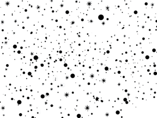 Abstract black background with scattered white and gray shapes