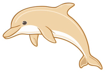 Obraz premium Stylized cartoon illustration of a light brown dolphin leaping out of water
