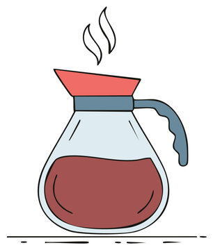 red coffee pot with steam clip art preview