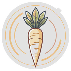 Isolated Carrot Vector Illustration on Plate with Leaves Farm to Table Fresh Food