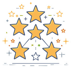 Obraz premium Growing Star Chart Illustration with Connected Five Point Elements for Progress and Achievement