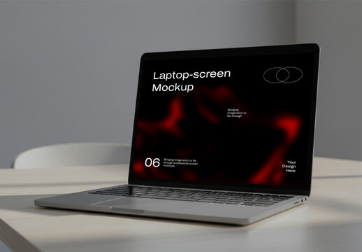 Laptop Screen Mockup on Table